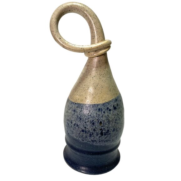 0RGY HORN STUDIO POTTERY GOBLET IRISH SPECKLED CLAY BLUE GLAZE HANDHELD VESSEL - Picture 1 of 9